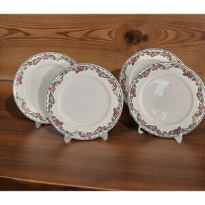 LENOX CASUAL IMAGES "COUNTRY TULIPS" SALAD PLATES SET OF 4 Replacement 8” Vtg